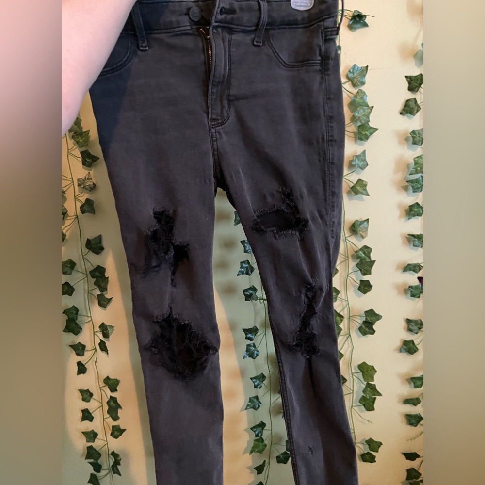 Size 5 Black Ripped Hollister Jeans